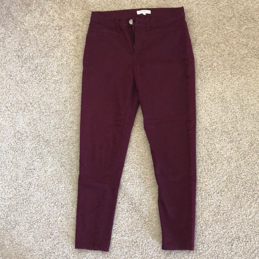 Love, Fire Burgundy Skinny Jeans Size 5 Juniors Maroon Stretch Denim EUC